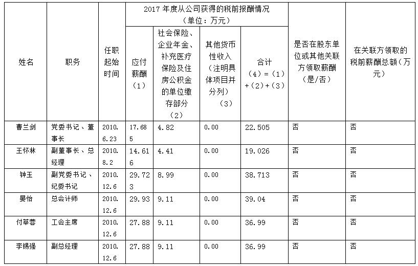 四川游览发展集团有限责任公司薪酬信息披露（2017年度）